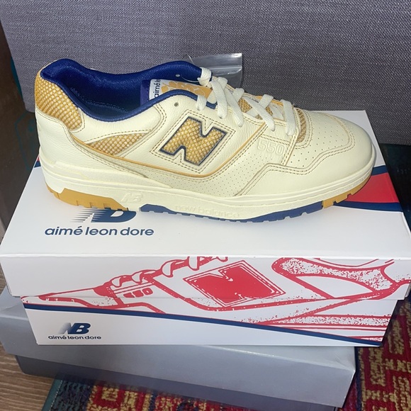 NEW BALANCE X AIME LEON DORE 550 Yellow Gold Blue White size 9.5